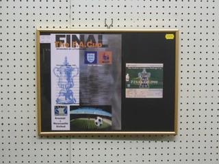 A 1998 Arsenal V Newcastle Utd FA Cup Final framed photocopy of programme with original match ticket