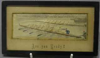 A rowing Stevenograph "Are You Ready" 2" x 6"