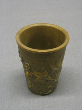 A cast bronze "beaker", the base with hole 4"