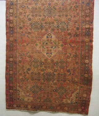 A contemporary Persian carpet with geometric design within multi-row borders 95" x 59"