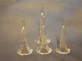 4 cut glass epergne flutes