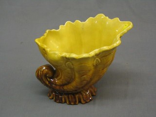 A 19th Century Leeds Pottery yellow glazed Cornucopia vase D369 RD 205/01 10"