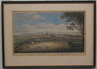 An 18th Century coloured print "West Prospect of the City of Oxford, published according to the Act of Parliament by John Boydell" 11" x 17" (slight crease to the centre)