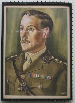 Roppel, watercolour, head and shoulders portrait "Middlesex Regt. Captain" 16" x 12" signed and dated '47