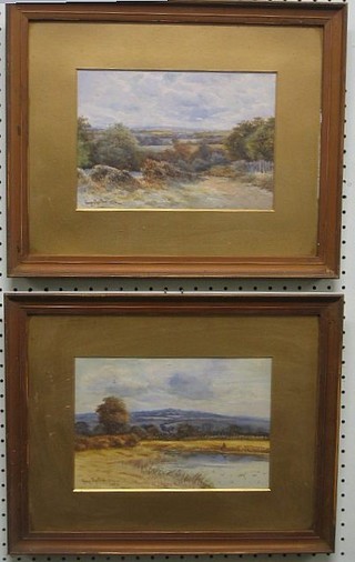 George Oyston, a pair of watercolours "Hampstead Heath"  and "On The River Wye Nr Godalming" 7" x 10"