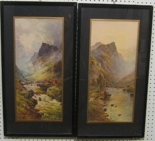 A pair of 19th Century Scotts coloured prints "In The West Highlands and Evening on a River in Argyll" 17" x 7"