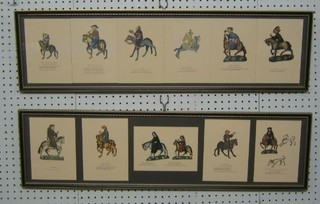 A set of 11 coloured prints "Figures From Canterbury Tales" contained in 2 frames 8" x 31"