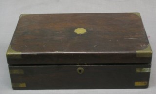 A Victorian rosewood and brass banded writing slope 16"