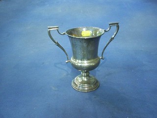 A 1940's silver twin handled trophy cup (marks rubbed) 9 ozs