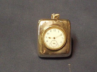 An Edwardian silver cased travelling clock with porcelain dial, Arabic numerals and subsidiary second hand Birmingham 1901,