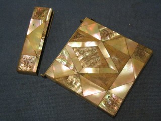 A 19th Century mother of pearl card case 4" (hinge f)