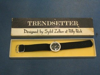 2 Trendsetter wristwatches designed by Sybil Zelker for Polypeck together with a Rossin wristwatch