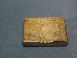 A silver plated tobacco/snuff box with hinged lid 3"