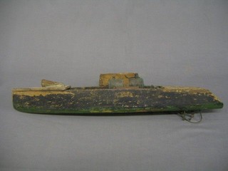 A model steam boat with wooden hull, 26"