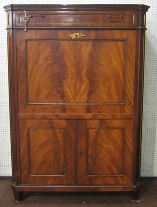 A handsome 19th Century French escritoire fitted a secretaire drawer with well fitted interior above a cupboard 40"