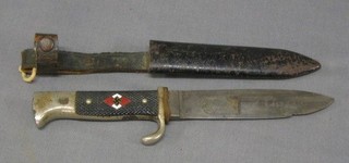 A Hitler Youth dagger with engraved blade, (blade damaged)