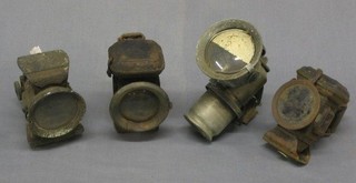 4 old carbide bicycle lamps