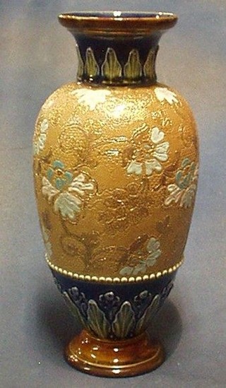 A Doulton Lambeth stone glazed vase, the base impressed Doulton & Slater Patent, Doulton Lambeth England 7172PP 12"