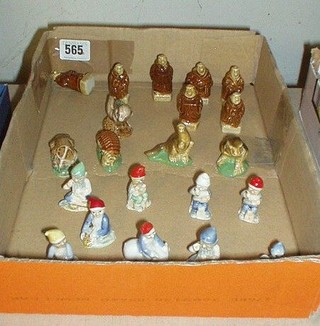 7 Wade figures of Monks, 5 Wade dinosaurs, 9 Wade gnomes