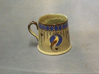 A circular Doulton  mug with floral decoration, base marked D222U