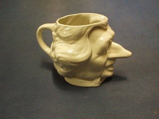 A blanc de chine pottery character jug of Baroness Thatcher the base marked L & F 1983 4"