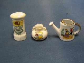 A cut glass perfume bottle (chip to rim, no stopper) and 12 items of crested china