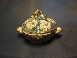 A 19th Century Sevres style circular jar and cover 9"