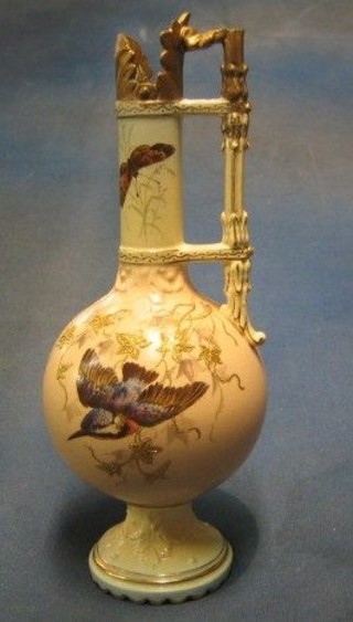 A 19th Century Worcester style porcelain vase decorated diving birds (lip f and r), base marked RD 223799 11"