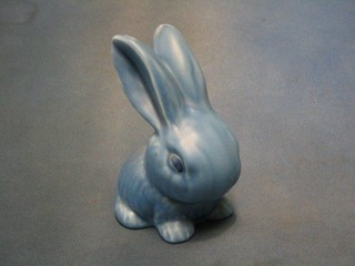 A "Sylvac" blue glazed figure of a seated rabbit 7"
