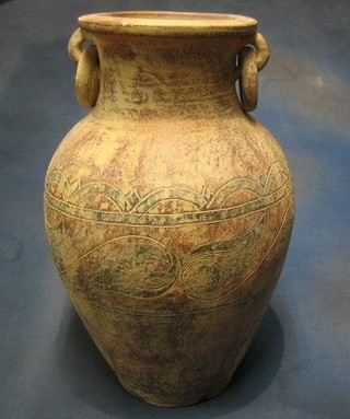 An Eastern terracotta twin handled urn 20"