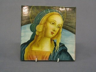 A 20th Century Italian tile, the reverse marked Madonna  Del Perugino 8" x 8"