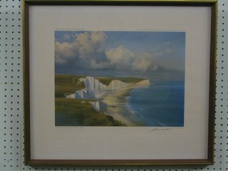 After Frank Wootton, a limited edition coloured print "Along The Seven Sisters at Crowlink" no 57/850, with blind proof stamp, signed in the margin 11" x 15"