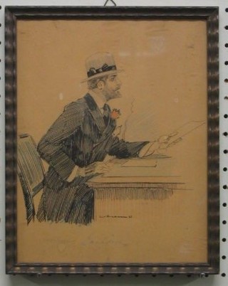 A print of a gentleman seated at a desk
