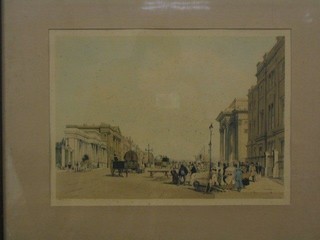 After T S Boys, a 19th Century coloured print "Hyde Park Corner" 12" x 17"