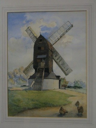Daphne Cade, watercolour "Windmill Outwood Surrey" 15" x 12"
