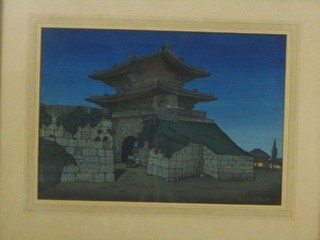 Elizabeth Keith, watercolour "Eastern Gate Seoul" signed 12" x 17"