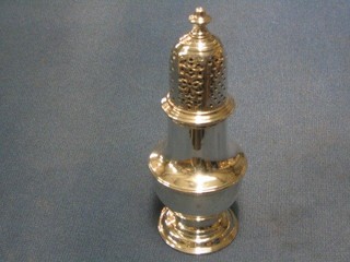 A George III silver pepper pot of plain design with armorial decoration and bottom mark SW?, London 1783, 5", 3 ozs