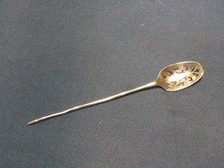 An antique silver mote spoon with bottom mark (rubbed)