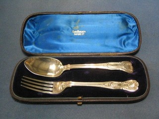 An Irish George IV silver Queens pattern christening spoon Dublin 1829 together with a Victorian matched silver christening spoon London 1865, 1 ozs