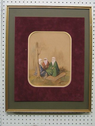 "Preziosi" watercolour "Three Veiled Ladies" 10" x 8"