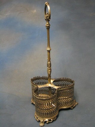 A 19th Century pierced silver plated 3 bottle decanter stand