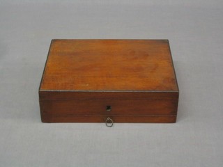 A 19th Century mahogany artists paint box with hinged lid, fitted a drawer 11"