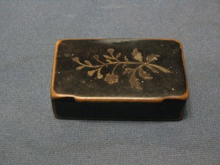 A 19th Century lacquered snuff box with hinged lid 3"