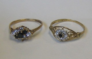 2 lady's 9ct gold dress ring set sapphires and diamonds