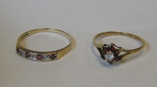 2 lady's 9ct gold dress ring set red and white stones