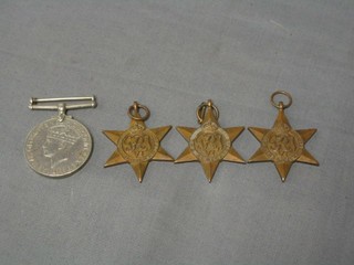 A group of 4 medals comprising 1939-45 Star, Africa Star, Burma Star and British War medal