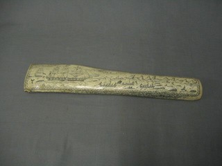 A reproduction Scrimshaw panel decorated a whaling scene  19"