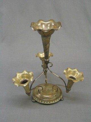 A silver plated 3 section epergne