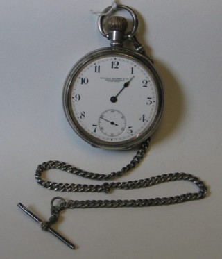 A silver open faced pocket watch with enamelled dial (crystal f)
