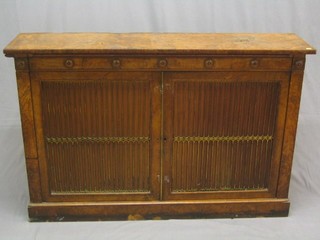 A Victorian Pollard oak chiffonier enclosed by grilled panelled doors 58"
